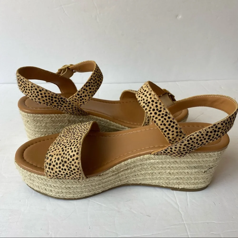J. Crew Leopard Calf Hair Espadrille Sandals 9.5